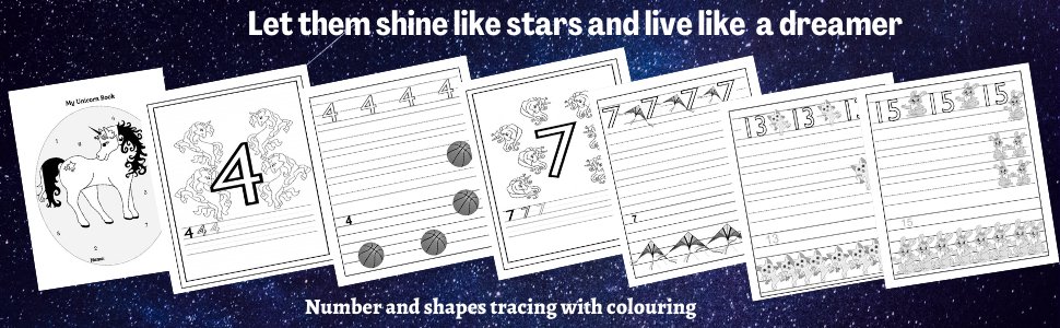 number tracing, counting and colouring workbook for kids